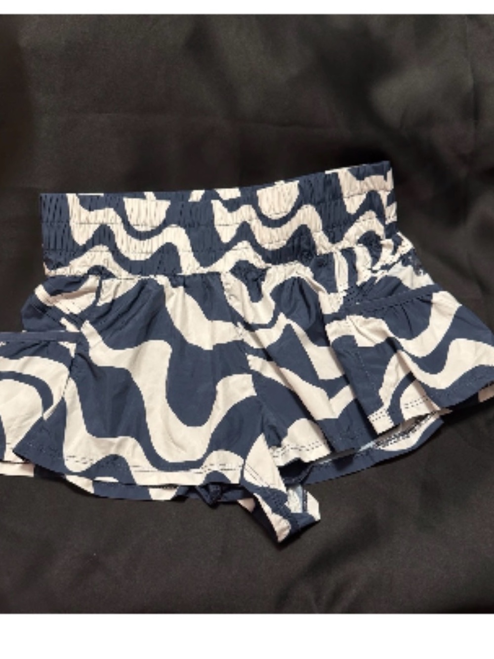 Free people Navy and White Wave Print Ruffle Skort